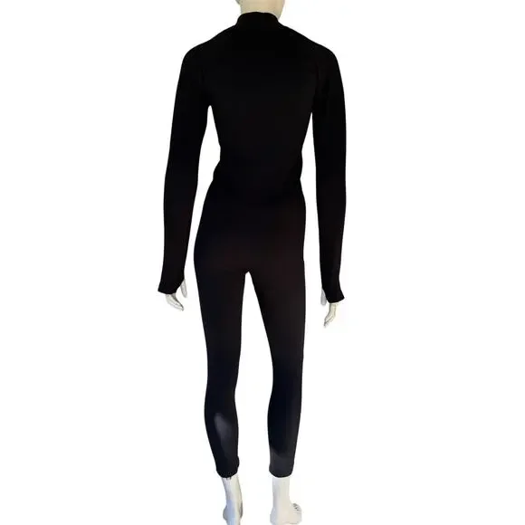 ASOS ribbed catsuit bodysuit 4505 seamless zip front all-in-one in black sz S - Picture 7 of 9